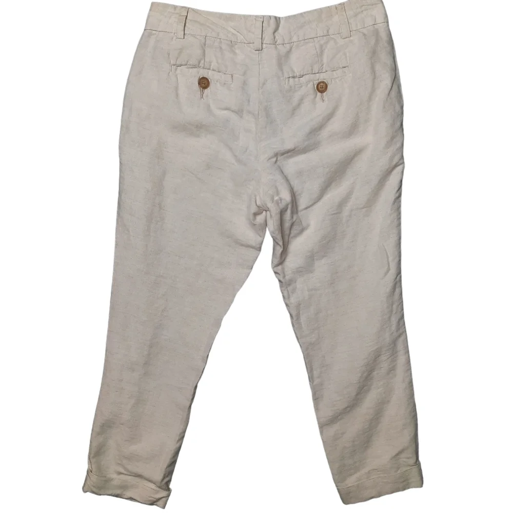 Banana Republic Linen/Cotton Cuff Crop Trouser Pant SZ 0